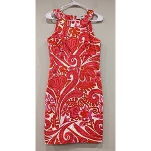 Skirtin Around Pink Red White Floral Racerback Dress Size 8
